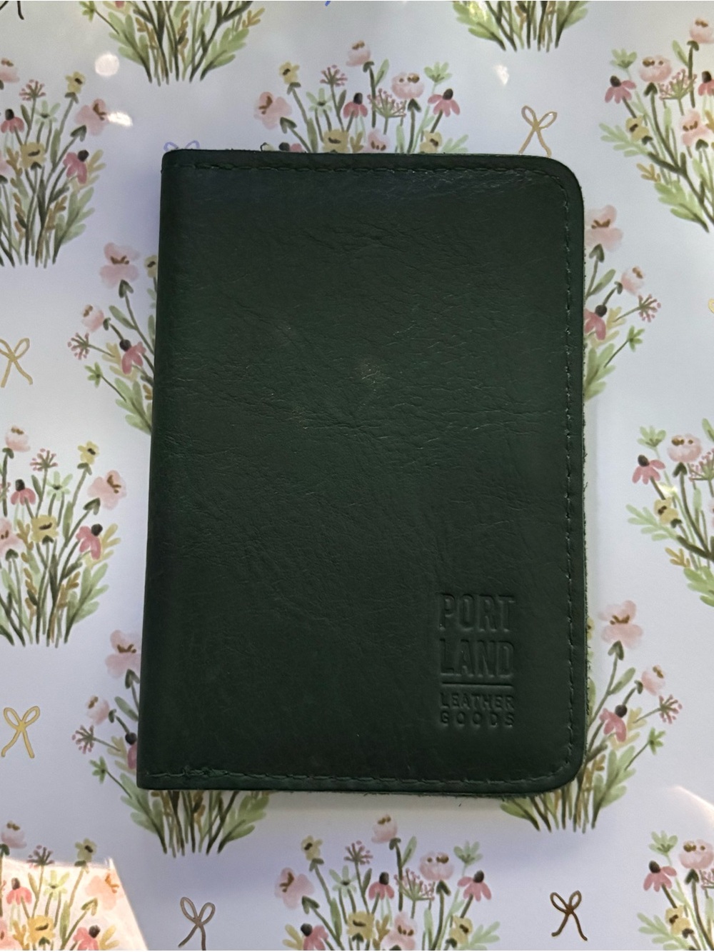 Portland Leather Dark Green Leather Passport Wallet